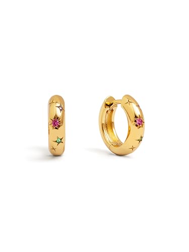 SINGULARU - Spark Color Einzelner Ohrring. Messing mit 18 Kt Vergoldeter Beschichtung und Zirkonia. Schmuck für Damen. von SINGULARU