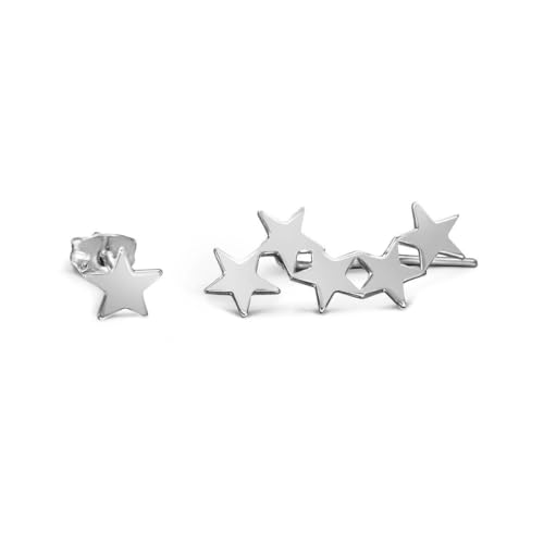 SINGULARU Star & Stud Silberohrringe für Damen aus 925er Sterlingsilber - Damenschmuck, Einheitsgröße, Silber Metall, Ohne Edelstein von SINGULARU