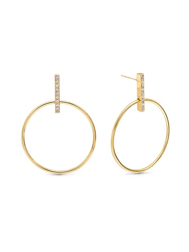 SINGULARU - Ophelia Ohrringe. Messing mit 18 Kt Vergoldeter Beschichtung und Zirkonia. Schmuck für Damen. von SINGULARU