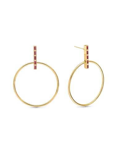 SINGULARU - Ophelia rosa Ohrringe. Messing mit 18 Kt Vergoldeter Beschichtung und Zirkonia. Schmuck für Damen. von SINGULARU