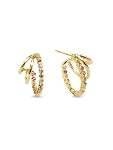 SINGULARU - Orbit Creolen. Messing mit 18 Kt Vergoldeter Beschichtung und Zirkonia. Schmuck für Damen. von SINGULARU