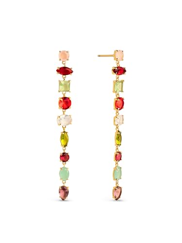 SINGULARU - Drop Orchidee Ohrringe. Sterlingsilber mit 18 Kt Vergoldeter Beschichtung und Zirkonia. Schmuck für Damen. von SINGULARU