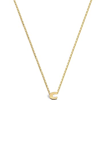 SINGULARU - Personalisierte Halskette Single Letter Gold - Anhänger in 925 Sterlingsilber mit 18kt Vergoldung - Kette Einheitsgröße - Damenschmuck - Buchstabe C von SINGULARU