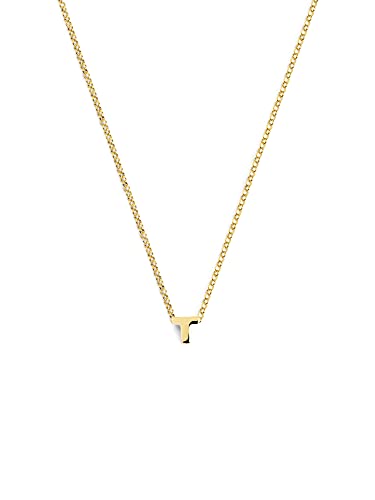 SINGULARU - Personalisierte Halskette Single Letter Gold - Anhänger in 925 Sterlingsilber mit 18kt Vergoldung - Kette Einheitsgröße - Damenschmuck - Buchstabe T von SINGULARU
