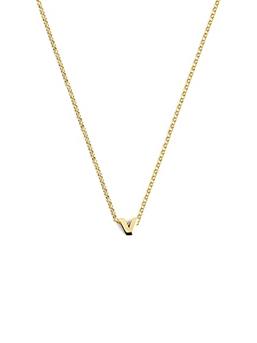 SINGULARU - Single Letter Personalisierte Halskette. Sterlingsilber mit 18 Kt Vergoldeter Beschichtung. Schmuck für Damen. Buchstabe V. von SINGULARU