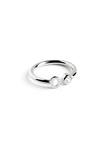 SINGULARU - Personalisierter Letter Spark Ring. Sterlingsilber mit Rhodium-Beschichtung und Zirkonia. Schmuck für Damen. Buchstabe O. von SINGULARU
