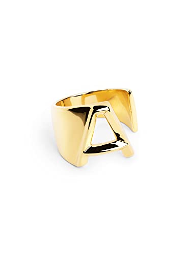 SINGULARU - Personalisierter Signet Letter Ring. Messing mit 18 Kt Vergoldeter Beschichtung. Schmuck für Damen. Buchstabe A. von SINGULARU