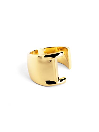 SINGULARU - Personalisierter Signet Letter Ring. Messing mit 18 Kt Vergoldeter Beschichtung. Schmuck für Damen. Buchstabe I. von SINGULARU