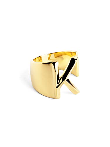 SINGULARU - Personalisierter Signet Letter Ring. Messing mit 18 Kt Vergoldeter Beschichtung. Schmuck für Damen. Buchstabe K. von SINGULARU