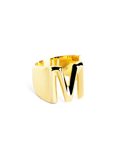 SINGULARU - Personalisierter Signet Letter Ring. Messing mit 18 Kt Vergoldeter Beschichtung. Schmuck für Damen. Buchstabe M. von SINGULARU