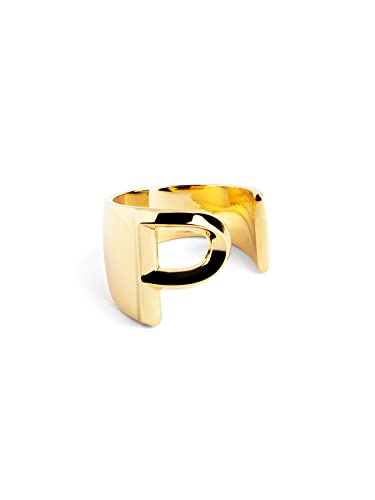 SINGULARU - Personalisierter Signet Letter Ring. Messing mit 18 Kt Vergoldeter Beschichtung. Schmuck für Damen. Buchstabe P. von SINGULARU