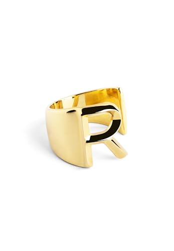 SINGULARU - Personalisierter Signet Letter Ring. Messing mit 18 Kt Vergoldeter Beschichtung. Schmuck für Damen. Buchstabe R. von SINGULARU