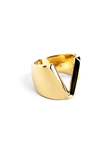 SINGULARU - Personalisierter Signet Letter Ring. Messing mit 18 Kt Vergoldeter Beschichtung. Schmuck für Damen. Buchstabe V. von SINGULARU