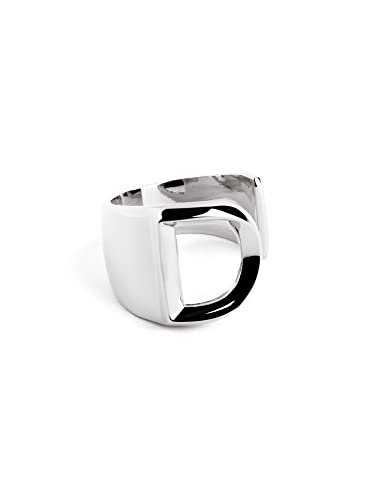 SINGULARU - Letter Signet Personalisierter Ring. Messing mit Rhodium-Beschichtung. Schmuck für Damen. Buchstabe D. von SINGULARU