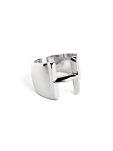 SINGULARU - Letter Signet Personalisierter Ring. Messing mit Rhodium-Beschichtung. Schmuck für Damen. Buchstabe H. von SINGULARU