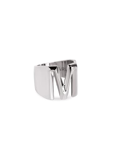 SINGULARU - Letter Signet Personalisierter Ring. Messing mit Rhodium-Beschichtung. Schmuck für Damen. Buchstabe M. von SINGULARU