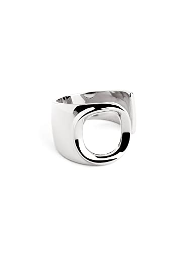 SINGULARU - Letter Signet Personalisierter Ring. Messing mit Rhodium-Beschichtung. Schmuck für Damen. Buchstabe O. von SINGULARU
