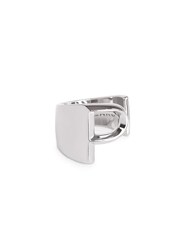 SINGULARU - Letter Signet Personalisierter Ring. Messing mit Rhodium-Beschichtung. Schmuck für Damen. Buchstabe P. von SINGULARU