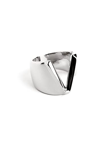 SINGULARU - Letter Signet Personalisierter Ring. Messing mit Rhodium-Beschichtung. Schmuck für Damen. Buchstabe V. von SINGULARU