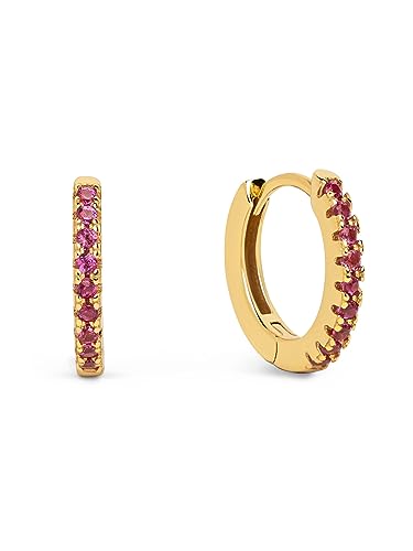 SINGULARU - Raspberry Creolen. Sterlingsilber mit 18 Kt Vergoldeter Beschichtung und Zirkonia. Schmuck für Damen. von SINGULARU