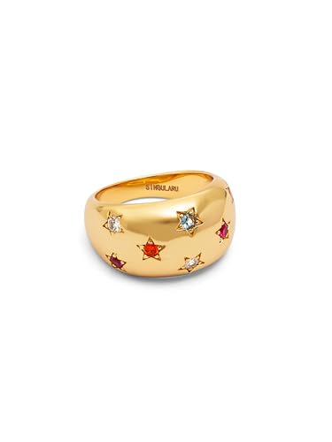 SINGULARU - Ring Bomb Color Stars. Messing mit 18K vergoldung und Zirkoniaia. Schmuck für Damen. Ringgröße 50. von SINGULARU