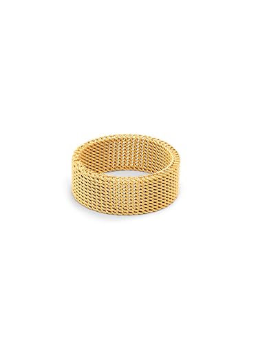 SINGULARU - Mesh-Ring. Edelstahl mit 18 Kt Vergoldeter Beschichtung. Schmuck für Damen. Größe 10. von SINGULARU