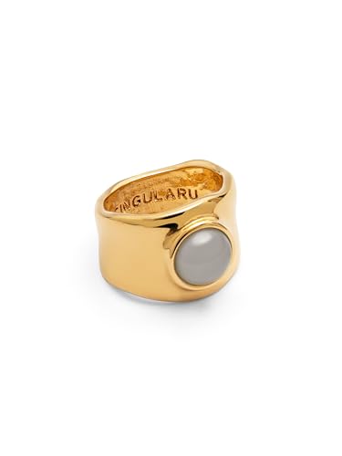 SINGULARU - Ring My Blue Stone. Messing mit 18K vergoldung und Kristalle. Schmuck für Damen. Ringgröße 54. von SINGULARU