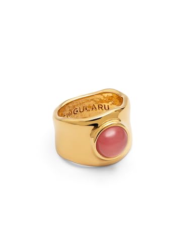 SINGULARU - Ring My Pink Stone. Messing mit 18K vergoldung und Kristalle. Schmuck für Damen. Ringgröße 56. von SINGULARU