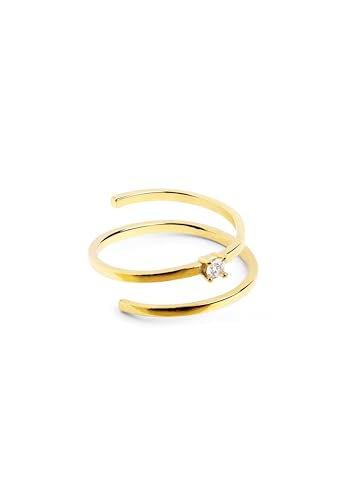 SINGULARU - Spiral Spark Ring. Sterlingsilber mit 18 Kt Vergoldeter Beschichtung und Zirkonia. Schmuck für Damen. von SINGULARU
