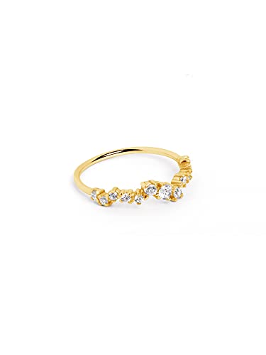 SINGULARU - Estellar Ring. Sterlingsilber mit 18 Kt Vergoldeter Beschichtung und Zirkonia. Schmuck für Damen. Größe 14. von SINGULARU