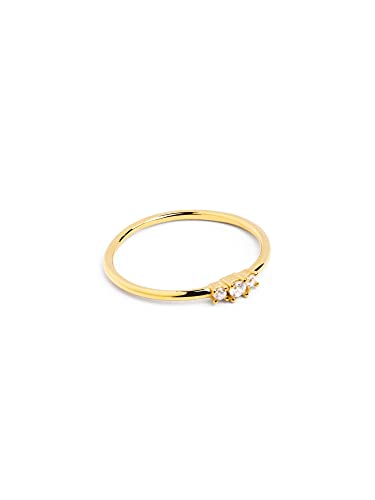 SINGULARU - Trini Spark Ring. Sterlingsilber mit 18 Kt Vergoldeter Beschichtung und Zirkonia. Schmuck für Damen. Größe 12. von SINGULARU
