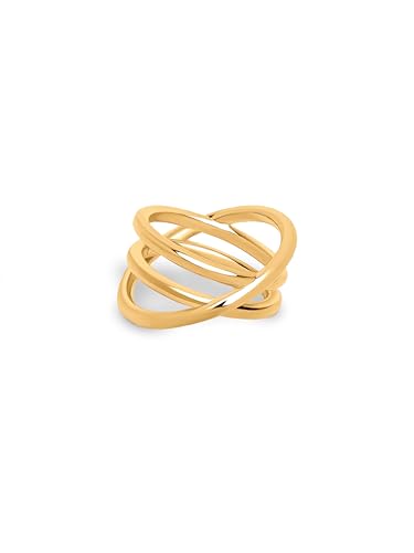 SINGULARU - Ring Trinity Gold - Massiver Ring - Messingring mit 18kt Vergoldung - Damenschmuck - Verschiedene Finishes und Größen - Größe 10 von SINGULARU