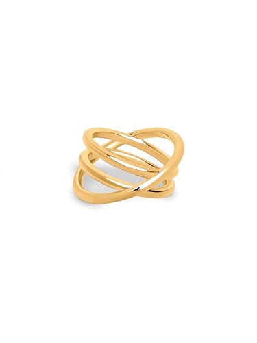 SINGULARU - Trinity Ring. Messing mit 18 Kt Vergoldeter Beschichtung. Schmuck für Damen. Größe 18. von SINGULARU