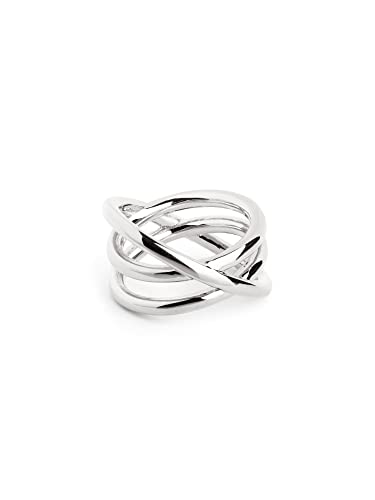 SINGULARU - Trinity Ring. Messing mit Rhodium-Beschichtung. Schmuck für Damen. Größe 18. von SINGULARU