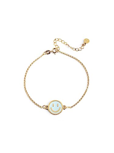 SINGULARU - Smiley Sky Enamel Armband. Messing mit 18 Kt Vergoldeter Beschichtung und Emaille. Schmuck für Damen. von SINGULARU