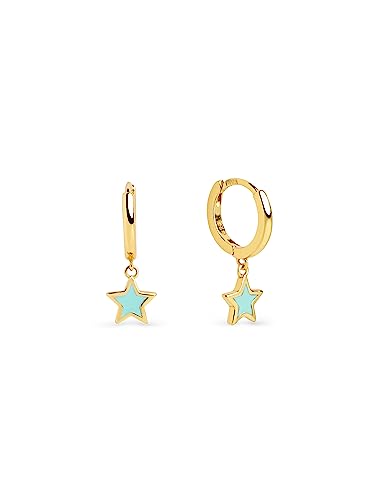 SINGULARU - Star Sky Enamel Creolen. Sterlingsilber mit 18 Kt Vergoldeter Beschichtung und Emaille. Schmuck für Damen. von SINGULARU