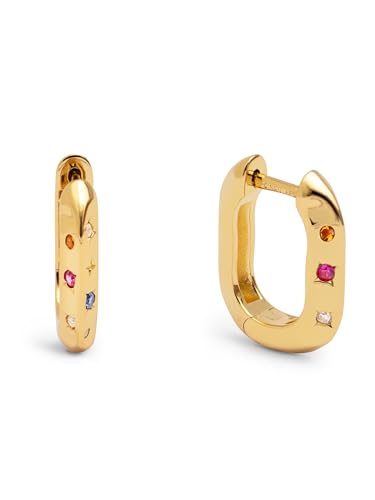 SINGULARU - Starla Creolen. Messing mit 18 Kt Vergoldeter Beschichtung und Zirkonia. Schmuck für Damen. von SINGULARU