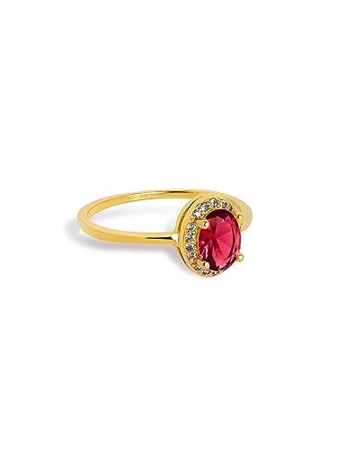 SINGULARU - Strawberry Colors Ring. Sterlingsilber mit 18 Kt Vergoldeter Beschichtung und Zirkonia. Schmuck für Damen. Größe 18. von SINGULARU