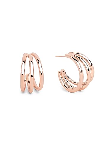 SINGULARU - Triple Creolen. Messing mit 18 Kt Rosévergoldung. Schmuck für Damen. von SINGULARU