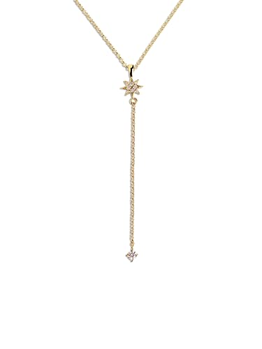 SINGULARU - Y-Halskette Polar Star Gold - Anhänger in 925 Sterlingsilber und Zirkonias mit 18kt Vergoldung - Kette Einheitsgröße - Damenschmuck - Verschiedene Finishes von SINGULARU