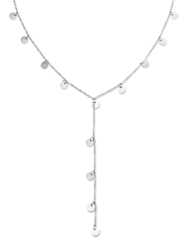 SINGULARU - Y Mini Moon Halskette. Edelstahl mit Silberfarbener Beschichtung. Schmuck für Damen. von SINGULARU