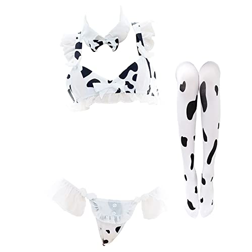 SINGUYUN Damen Anime Kuh Bikini Cosplay Dessous Lolita Kawaii BH und Panty Set Japanische Unterwäsche Kuh Strumpf, B0261, EinheitsgröÃŸe von SINGUYUN