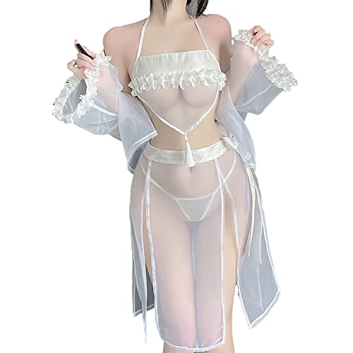 SINGUYUN Traditionelle chinesische Hanfu Kleider für Frauen sexy Cosplay Cheongsam Kleid Anime Dessous Kimono Pyjama Nachtwäsche, 8523 Weiß, EinheitsgröÃŸe von SINGUYUN