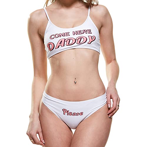 SINGUYUN Yes Daddy BH und Panty Set Badeanzug Anime Bikini Cosplay Dessous Unterwäsche Sets, Weiß, X-Large von SINGUYUN