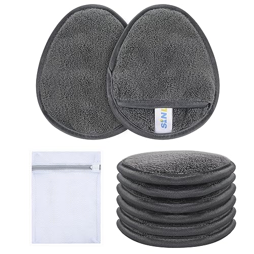 SINLAND 6 Stücke Wiederverwendbar Makeup Entferner Pads Waschbare Abschminkpads Mikrofaser Abschminktücher mit Wäschesack für alle Hauttypen Grau von SINLAND
