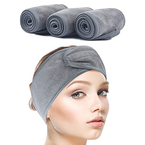 SINLAND Mikrofaser Spa Haarband für Make Up Stirnband Frottee verstellbare Haarschutzband mit Klettverschluss 3pcs von SINLAND