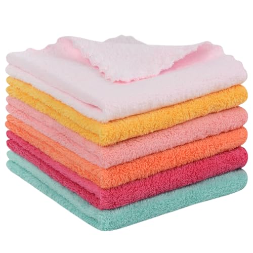 SUNLAND Mikrofaser Abschminktuch 6 Stück ultraweich Waschlappen Gesicht wiederverwendbar Makeup Entferner Tuch Waschbar Gesichtstücher Mehrfarbig 30 x 30 cm von Sunland