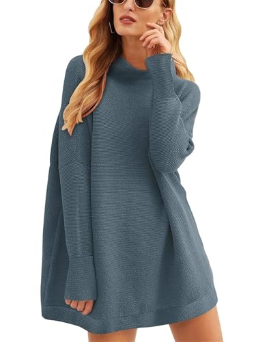 SINLEX Frauen Übergroße Casual Lose Rollkragen Langarm Slouchy Baggy Stricken Tunika Pullover Pullover Herbst Outfits(5,M) von SINLEX