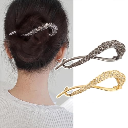 2 x Twist-Clips aus Metall, Vintage-Haarspangen, Haarstyling-Zubehör für Damen und Mädchen von SINLOV