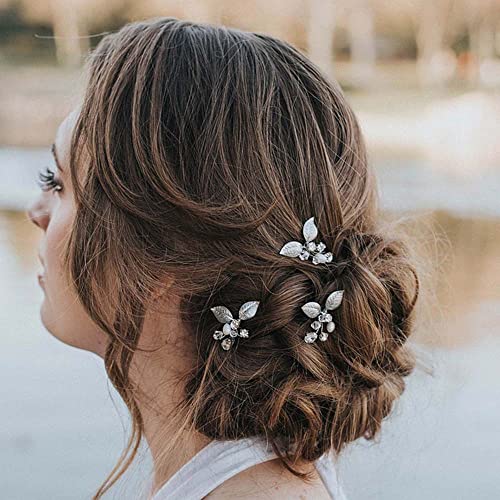 SINLOV Braut Haarnadeln für Hochzeit, Brautschmuck, Rhinesone, Haarteile für Brautjungfer, Perlen, Haarschmuck für Frauen (Silber) von SINLOV